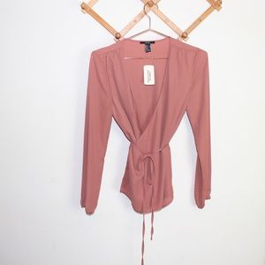 Mauve Forever 21 Front-Wrap Blouse